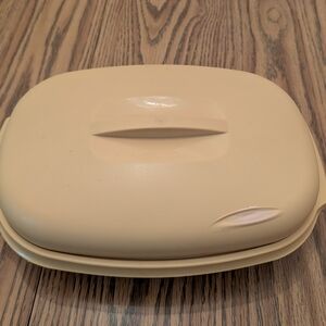 Tupperware 1275-2 Microwave Steamer Set Beige White 3-Piece with Lid Vintage